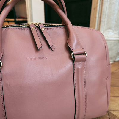 JOSEFINA MEDIUM BEIGE ROSÉ - Leather diaper bag and work bag