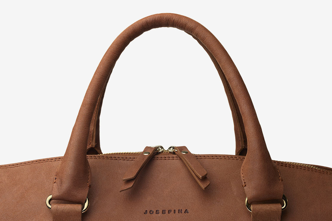 JOSEFINA MEDIUM BROWN - Leather diaper bag and work bag