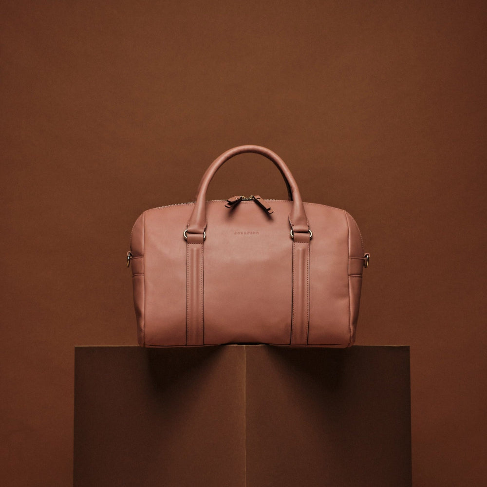 JOSEFINA MEDIUM BEIGE ROSÉ - Leather diaper bag and work bag