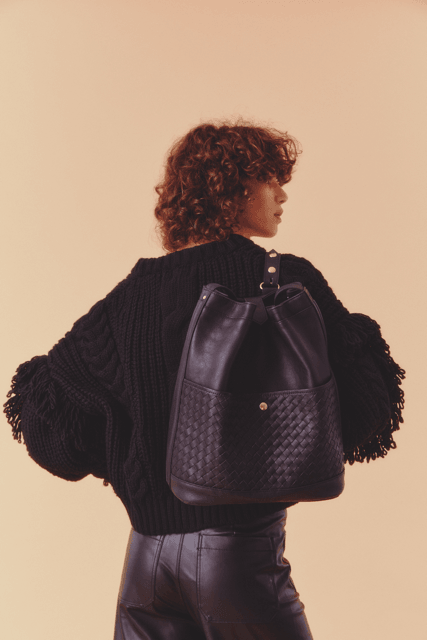 JOSEFINA BACKPACK BLACK Braided Josefina Bags