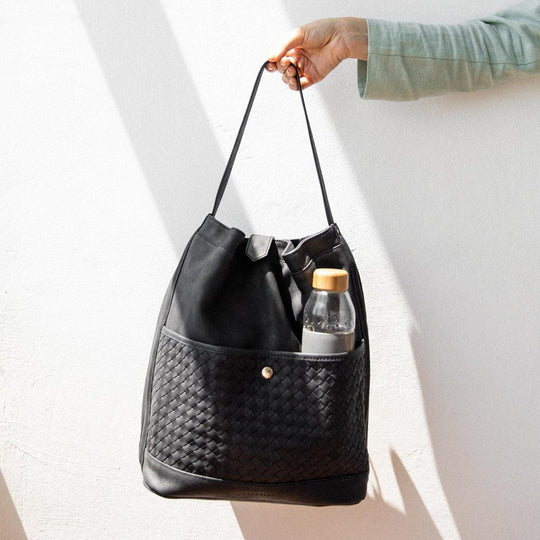 braided leather backpack Josefina Backpack Black - Luxury Leather Diaper Bag