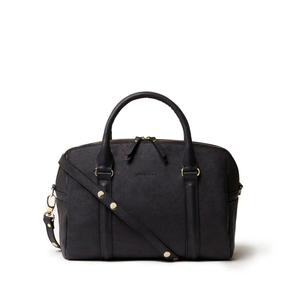 JOSEFINA MEDIUM BLACK POLKA POUCH - Leather diaper bag and work bag
