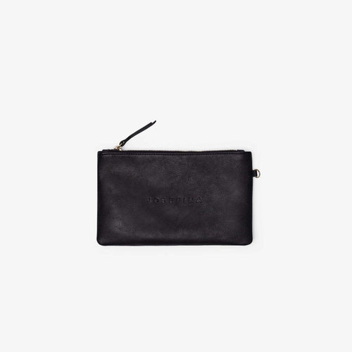 JOSEFINA POUCH BLACK - Leather diaper bag and work bag