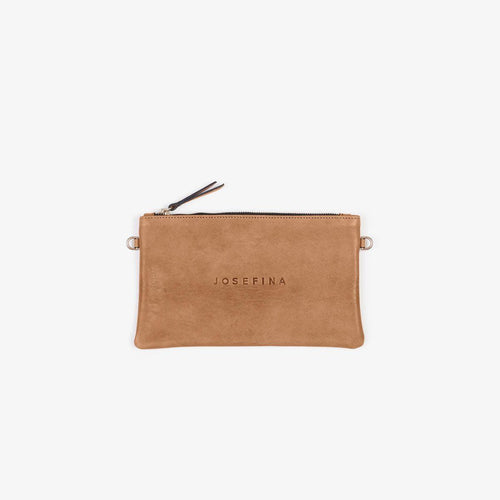 JOSEFINA POUCH BEIGE - Leather diaper bag and work bag