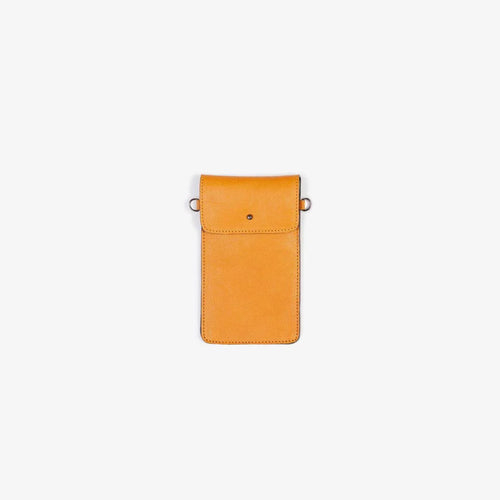 JOSEFINA PHONE CASE MUSTARD-YELLOW - Leather diaper bag and work bag