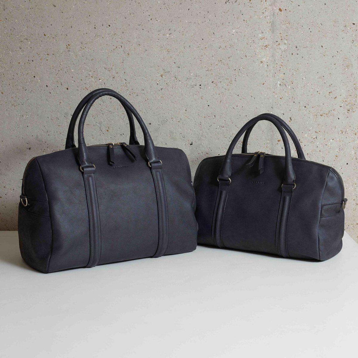JOSEFINA MEDIUM BLACK POLKA POUCH - Leather diaper bag and work bag